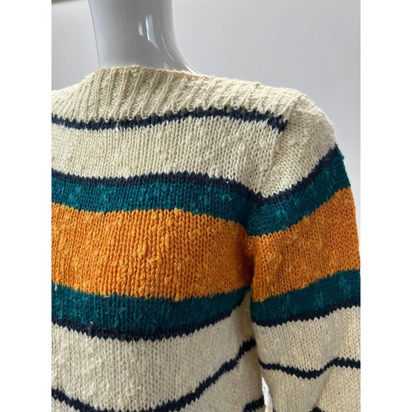 Liz Claiborne Vintage Stripe Boatneck Sweater  Sz Small Beige  Stripe - Picture 12 of 16